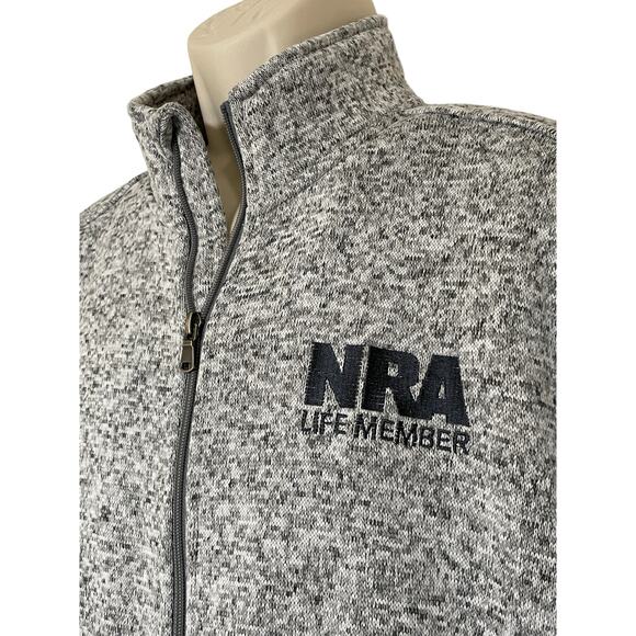 NRA Lifetime Member NWOT Jacket, Marled Grey Knit, Embroidered Logo, Mens Large - Picture 2 of 6